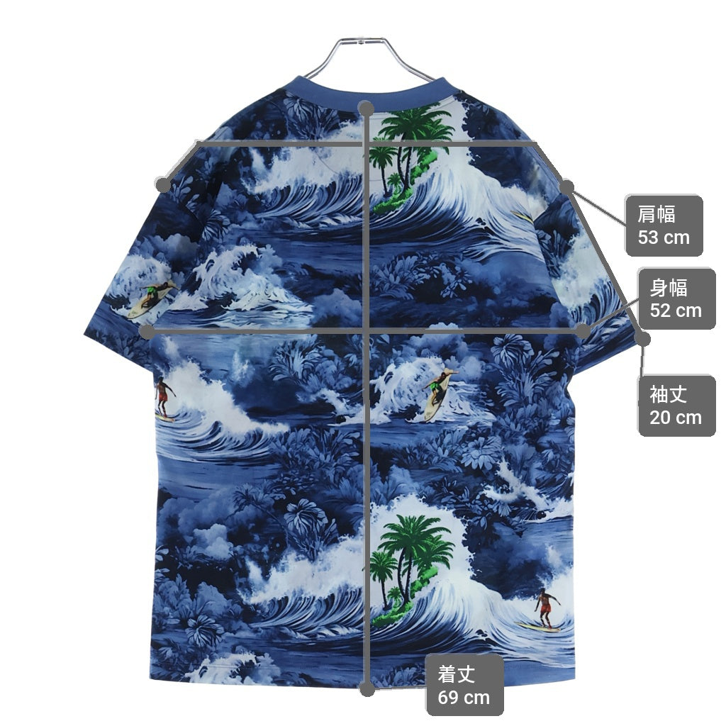 LOUIS VUITTON(ルイヴィトン) 24AW ロゴ エンブロイダリー 総柄 クルーネック 半袖Tシャツ カットソー ブルー RM242MM NPG HRY20W