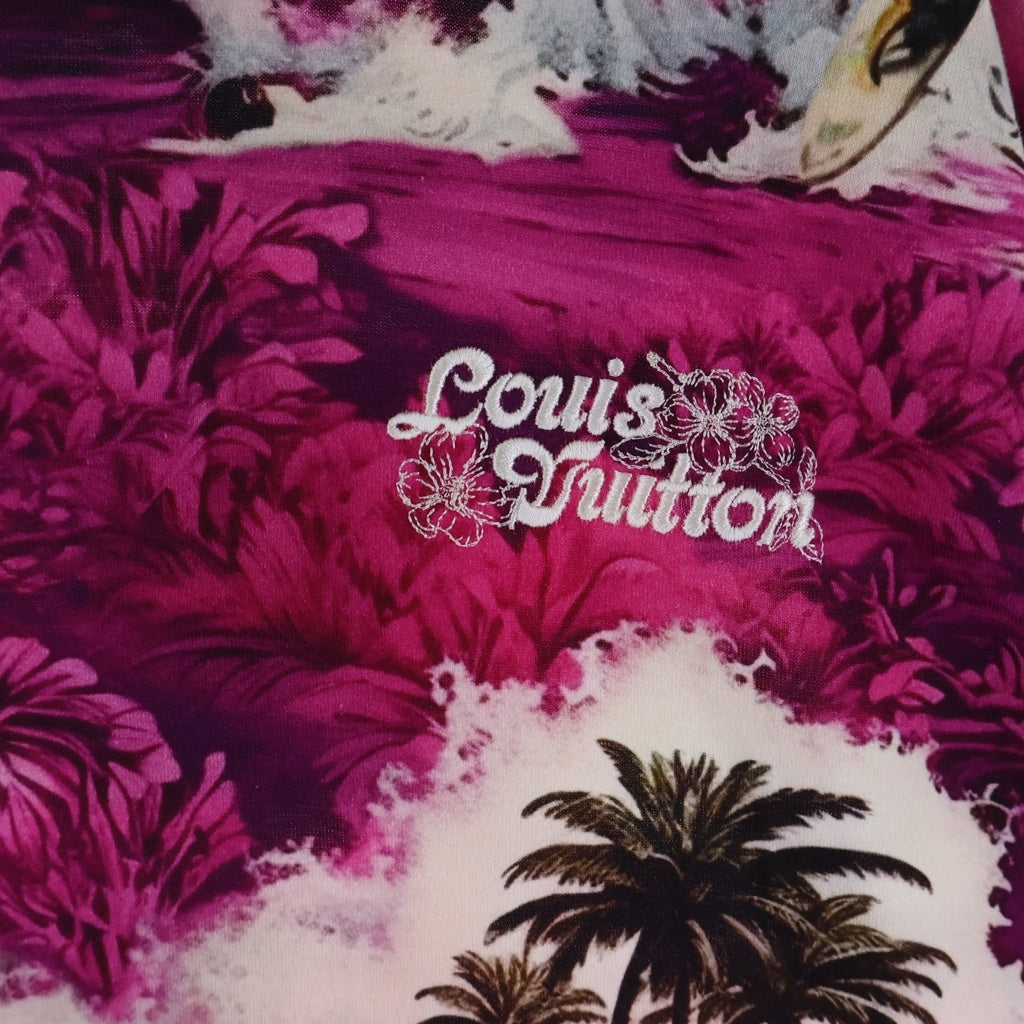 LOUIS VUITTON(ルイヴィトン) 24AW ロゴ エンブロイダリー 総柄 クルーネック 半袖Tシャツ カットソー ピンク RM242MM NPG HRY20W