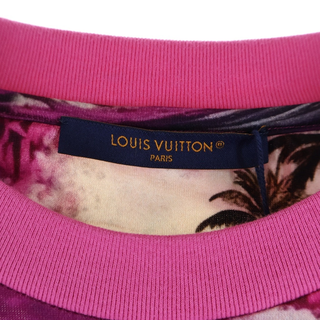 LOUIS VUITTON(ルイヴィトン) 24AW ロゴ エンブロイダリー 総柄 クルーネック 半袖Tシャツ カットソー ピンク RM242MM NPG HRY20W