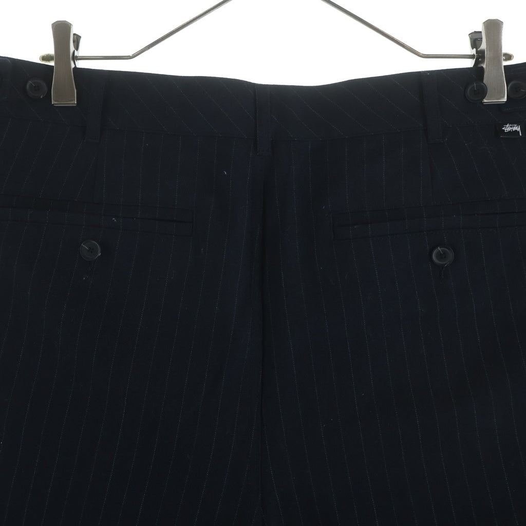 STUSSY(ステューシー) 24SS Volume Pleated Short Stripe ボリュームプリーツドショートストライプパンツ ショーツ ネイビー