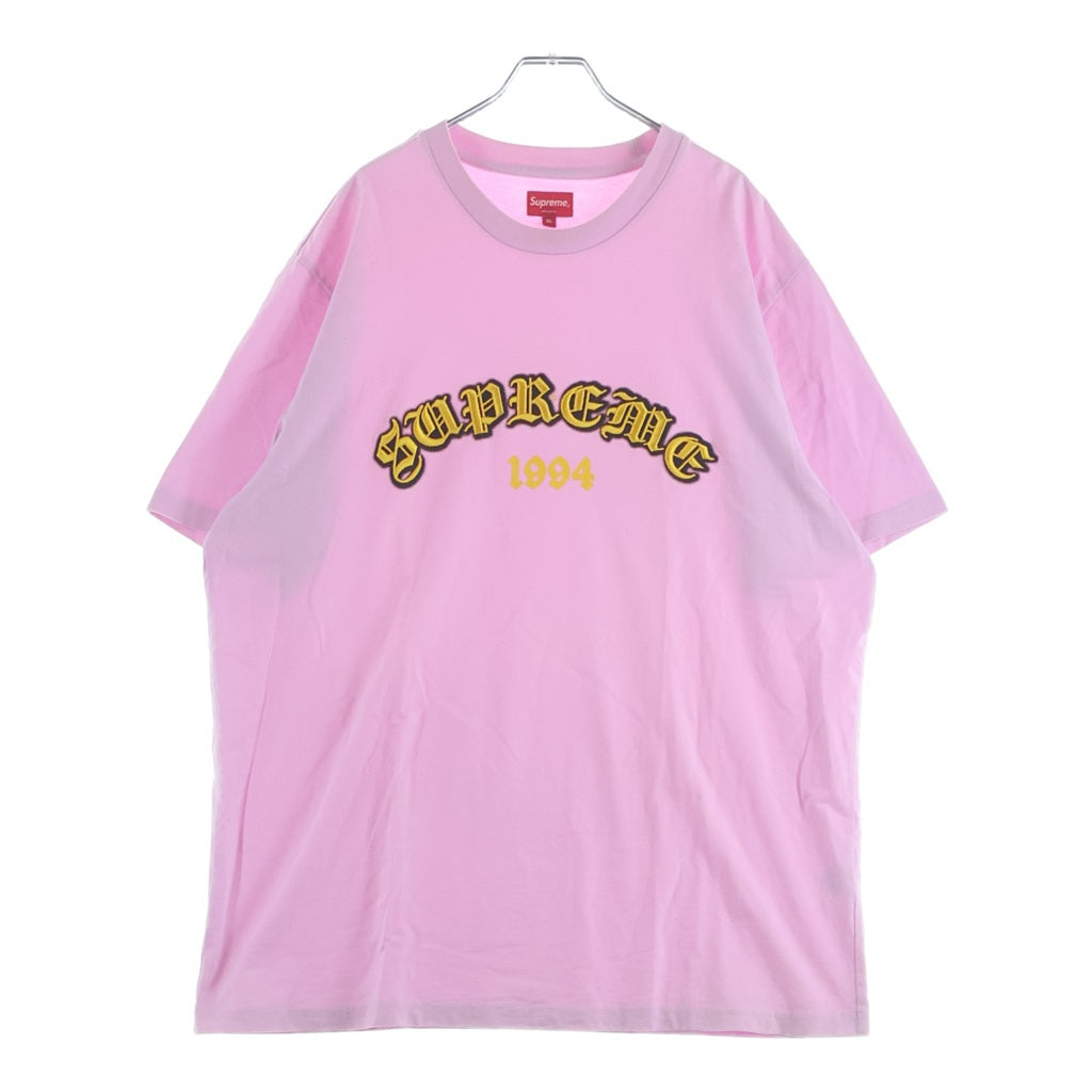 SUPREME(シュプリーム) 22SS Old English Glow S/S Top オールドイングリッシュ グロウ ロゴ刺繍 半袖Tシャツ ピンク