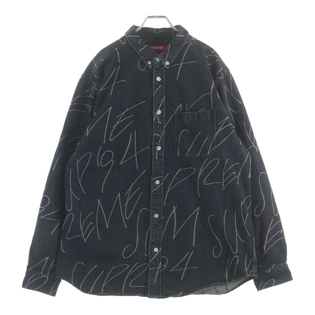 SUPREME(シュプリーム) 23AW Handwriting Jacquard Denim Shirt ハンドライティング ジャガード デニム 長袖シャツ ブラック