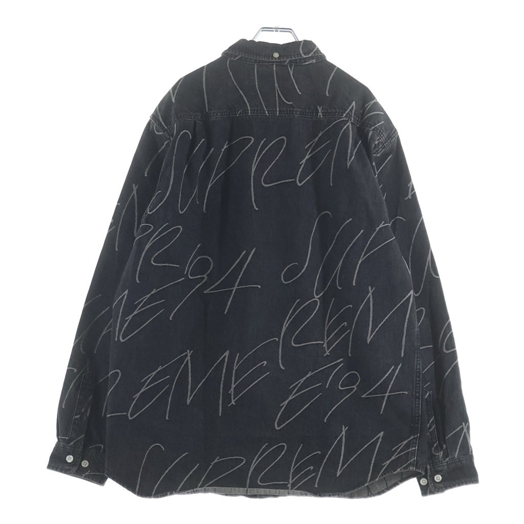 SUPREME(シュプリーム) 23AW Handwriting Jacquard Denim Shirt ハンドライティング ジャガード デニム 長袖シャツ ブラック