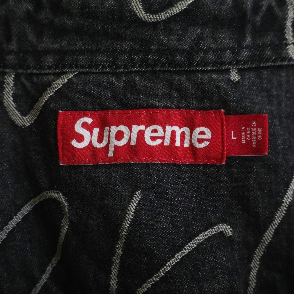 SUPREME(シュプリーム) 23AW Handwriting Jacquard Denim Shirt ハンドライティング ジャガード デニム 長袖シャツ ブラック