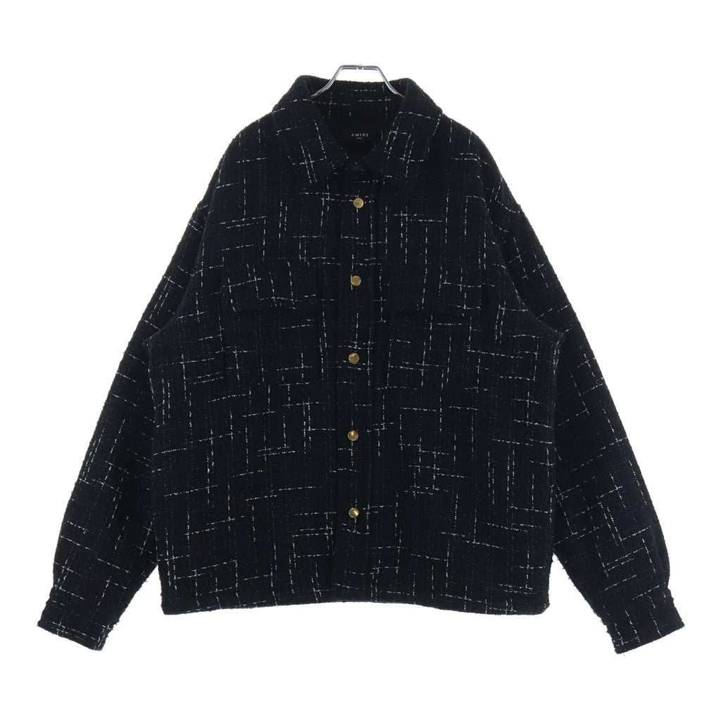 AMIRI(アミリ) Fleck Tweed Padded Over Shirt フレック ツイード パッド オーバーシャツ ブラック AMSTOS1017