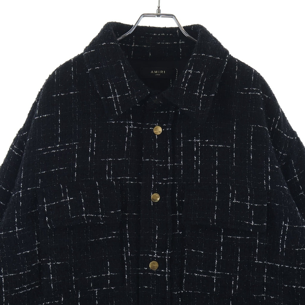 AMIRI(アミリ) Fleck Tweed Padded Over Shirt フレック ツイード パッド オーバーシャツ ブラック AMSTOS1017