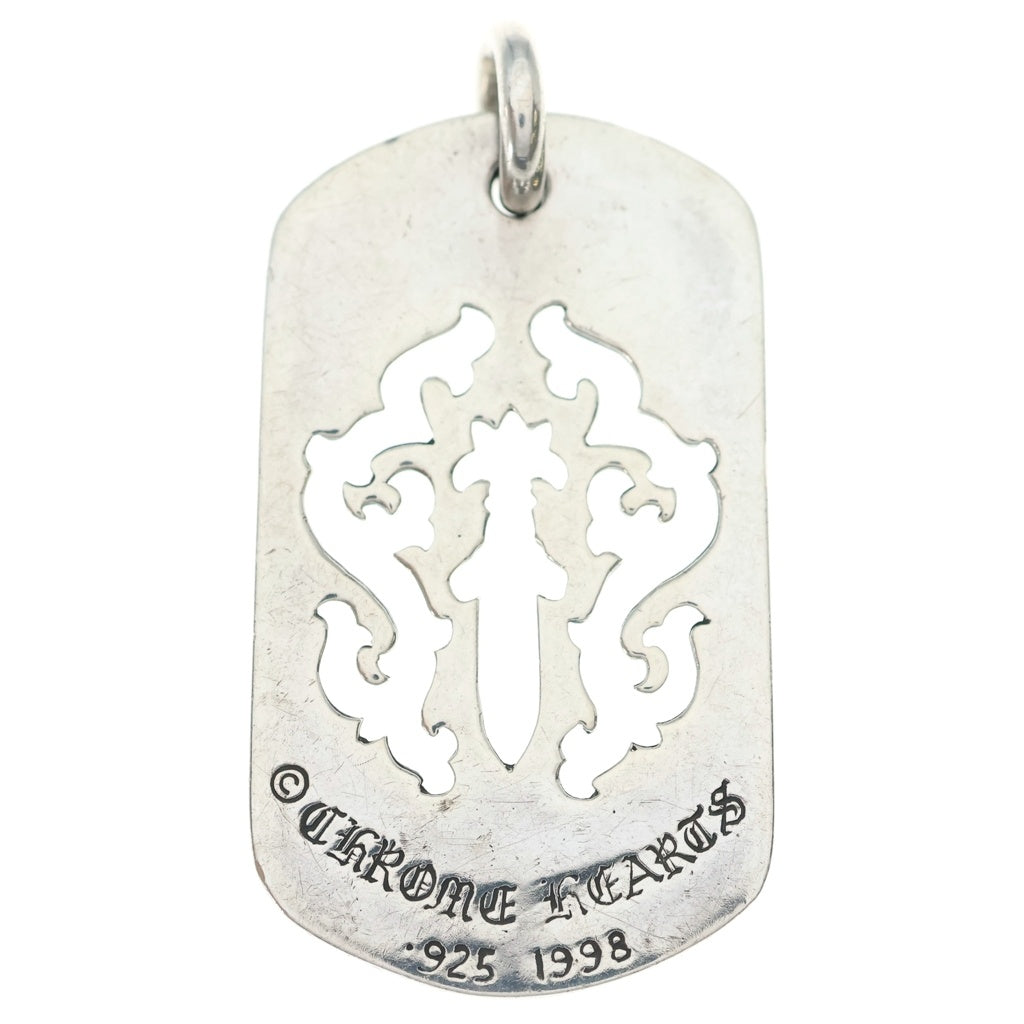 CHROME HEARTS(クロムハーツ) D TAG LRG DAGGER ヴァインダガーカットアウトドッグタグ ラージ ペンダントトップ シルバー BCA240