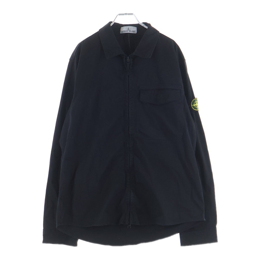 STONE ISLAND(ストーンアイランド) STRETCH ORGANIC COTTON SATIN SHIRT JACKET ストレッチ オーガニック コットン サテン シャツジャケット ブラック L1S151200015