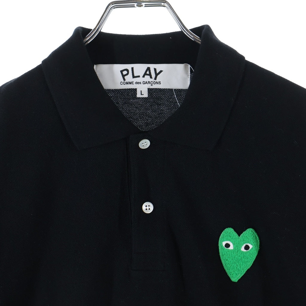 COMME des GARCONS(コムデギャルソン) Logo Embroidery ハートロゴ 胸パッチ 半袖ポロシャツ ブラック AX-T046