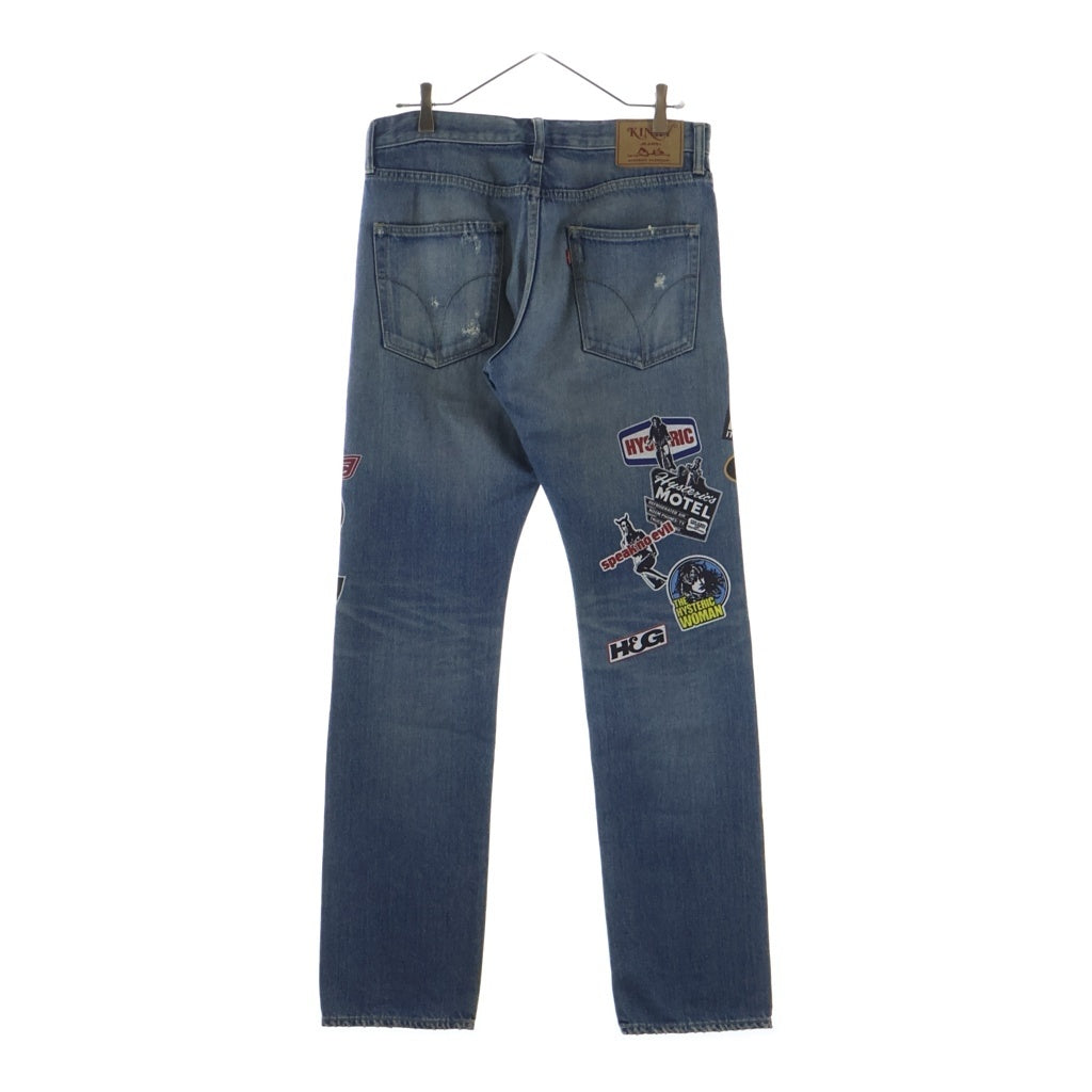 HYSTERIC GLAMOUR(ヒステリックグラマー) Girl Print Sticker Denim Pant ダメージ加工 ガールプリント ステッカー デニムパンツ インディゴ 02223AP