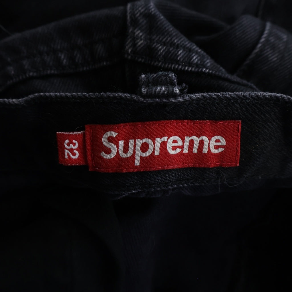 SUPREME(シュプリーム) 24AW Baggy Jean ロゴエンブロイダリー ウォッシュド バギー ジーンズ デニムパンツ ブラック