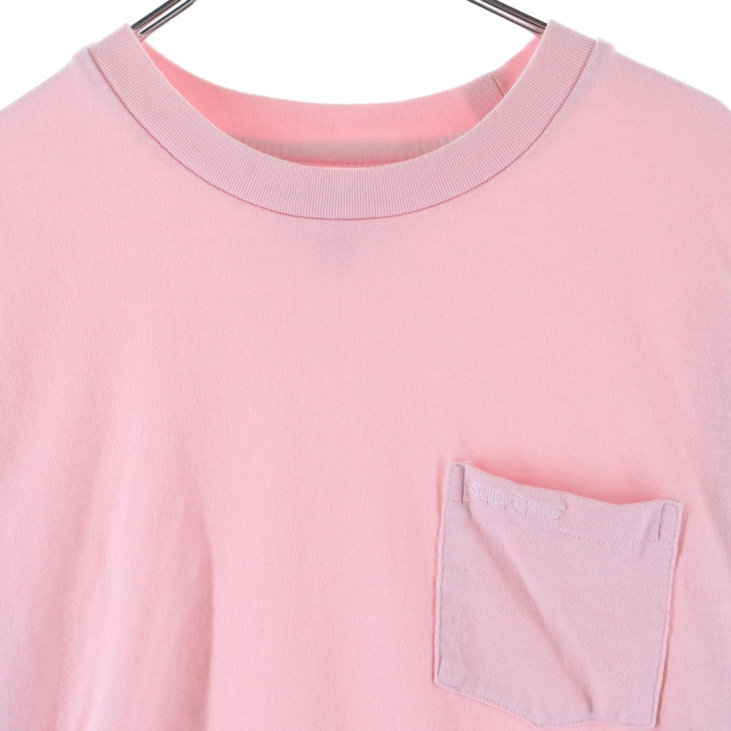 SUPREME(シュプリーム) 25SS S/S Pocket Tee フロントロゴエンブロイダリー クルーネック 半袖ポケットTシャツ カットソー ピンク