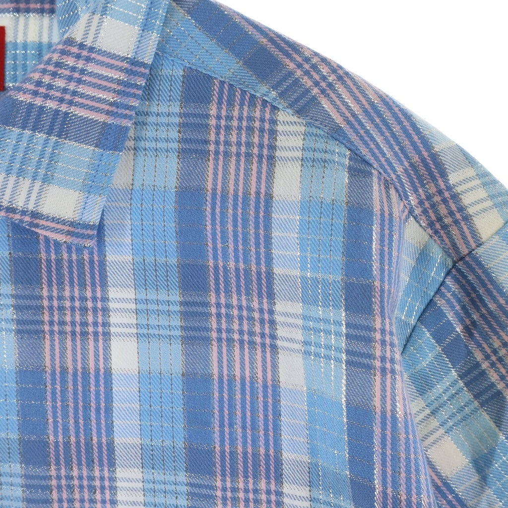 SUPREME(シュプリーム) 23SS Metallic Plaid S/S Shirt メタリック プレイド チェック柄 半袖シャツ ブルー
