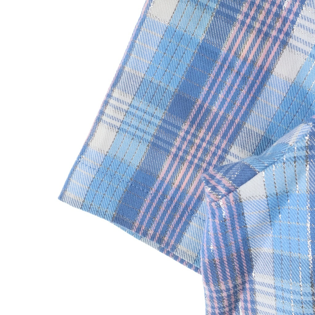 SUPREME(シュプリーム) 23SS Metallic Plaid S/S Shirt メタリック プレイド チェック柄 半袖シャツ ブルー