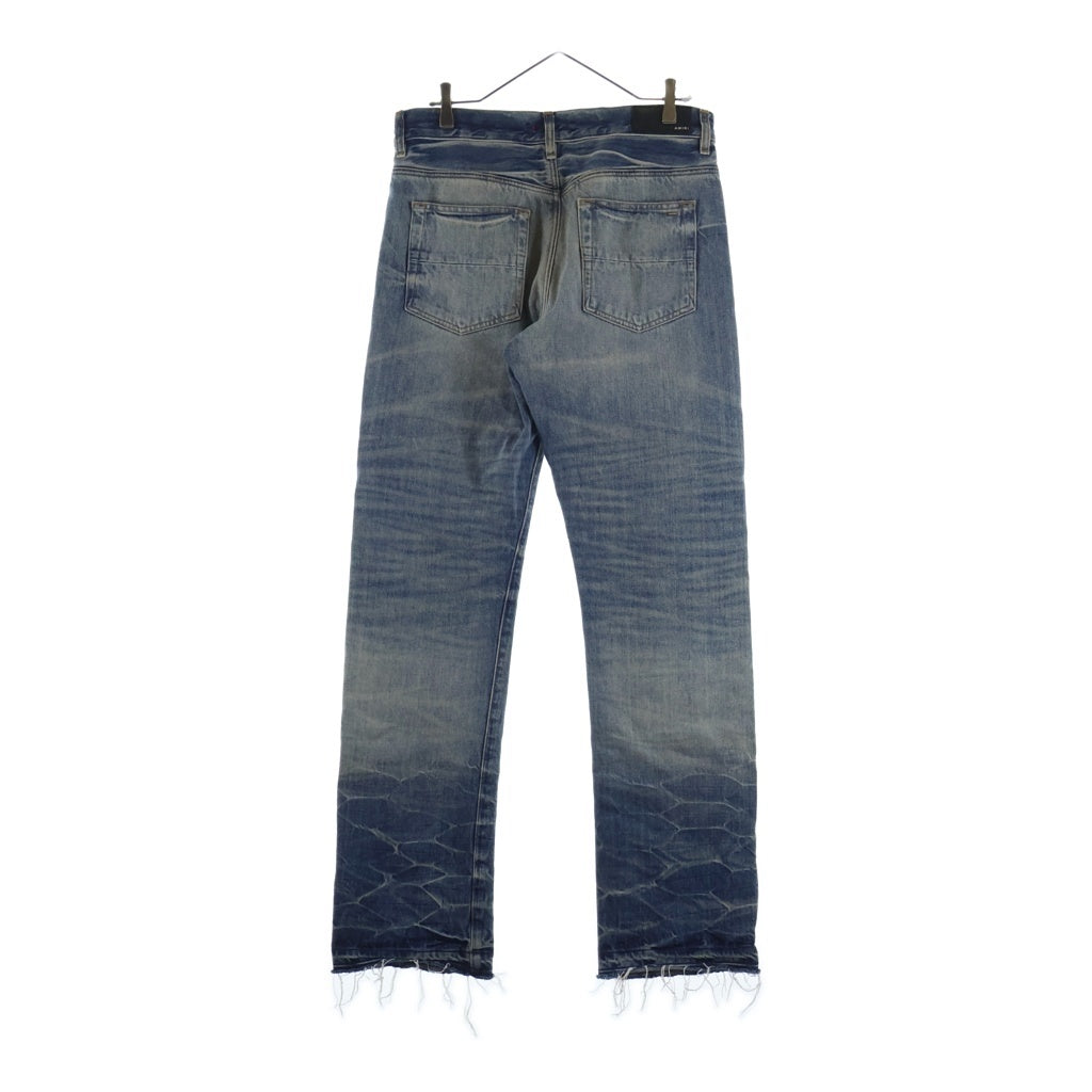 AMIRI(アミリ) ダメージ加工 ブーツ加工 ウォッシュド ストレートデニムパンツ ジーンズ インディゴ SRPS24MDF022SMRBC00