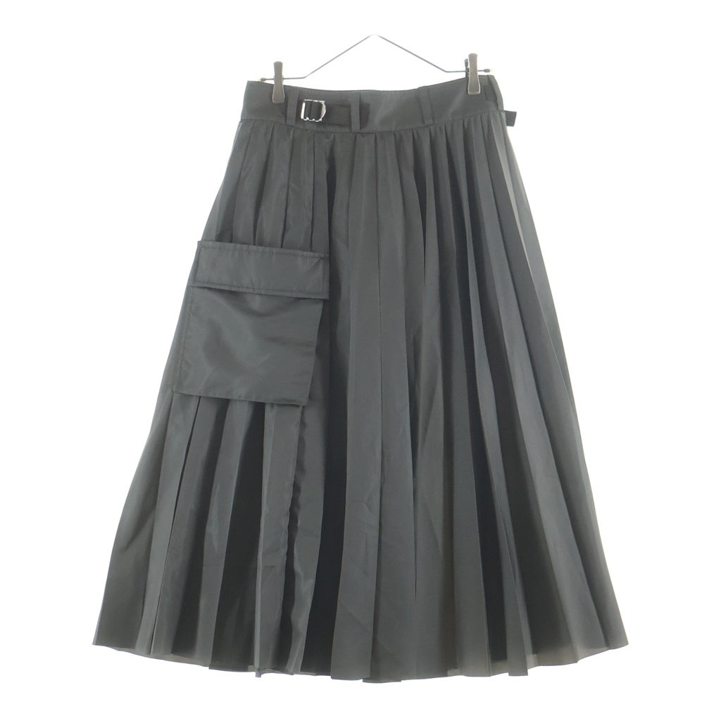 Sacai(サカイ) 24SS Nylon Twill Skirt ナイロン ツイル プリーツ カーゴポケット ロング スカート カーキ レディース 24-07090