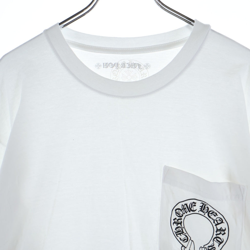 CHROME HEARTS(クロムハーツ) FLRL CRS HORSESHOE L/S バックホースシュー 袖フローラル ロングスリーブ 長袖Tシャツ カットソー ホワイト