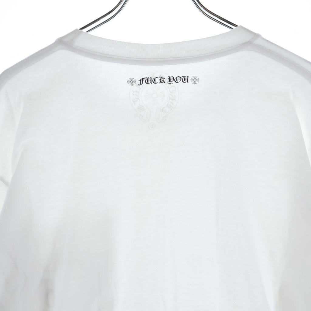 CHROME HEARTS(クロムハーツ) FLRL CRS HORSESHOE L/S バックホースシュー 袖フローラル ロングスリーブ 長袖Tシャツ カットソー ホワイト