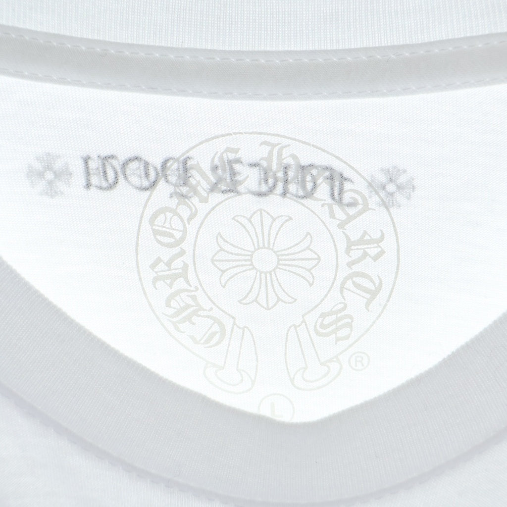 CHROME HEARTS(クロムハーツ) FLRL CRS HORSESHOE L/S バックホースシュー 袖フローラル ロングスリーブ 長袖Tシャツ カットソー ホワイト