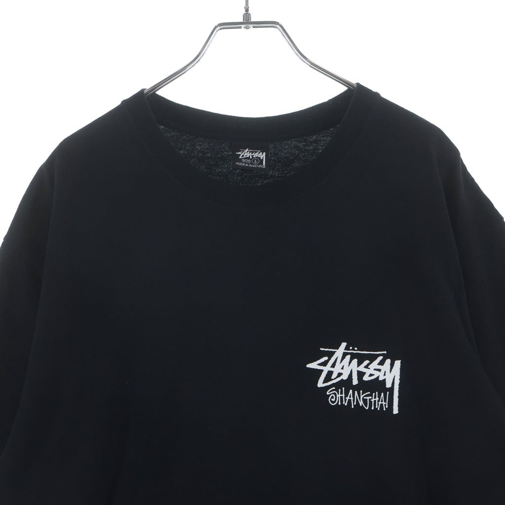 STUSSY(ステューシー) Shanghai Limited ストックロゴ 上海限定 ロゴプリント クルーネック半袖Tシャツ カットソー ブラック