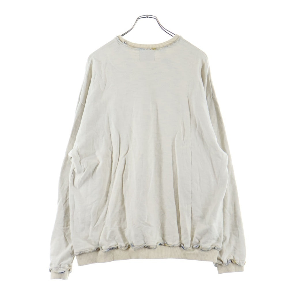 NO BRAND(ノーブランド) TUITACI(ツィタシ) 25SS 裏地メランジ ニット 胸ポケット クルーネック スウェット トレーナー アイボリー T25SS-C06
