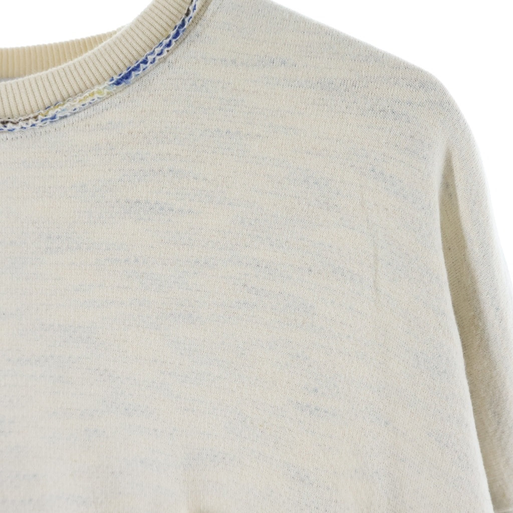 NO BRAND(ノーブランド) TUITACI(ツィタシ) 25SS 裏地メランジ ニット 胸ポケット クルーネック スウェット トレーナー アイボリー T25SS-C06