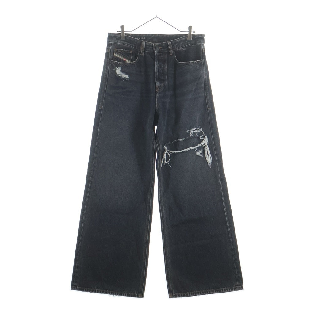DIESEL(ディーゼル) Relaxed Jeans D-Rise リラックス Dライズ ダメージ加工 ウォッシュド ワイドデニム パンツ ジーンズ ブラック
