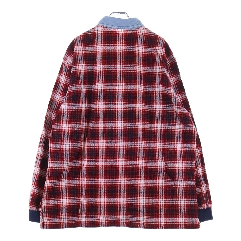 SUPREME(シュプリーム) 14AW Shadow Plaid Rugby Top シャドウ プレイド フランネル ラグビー長袖ポロシャツ レッド