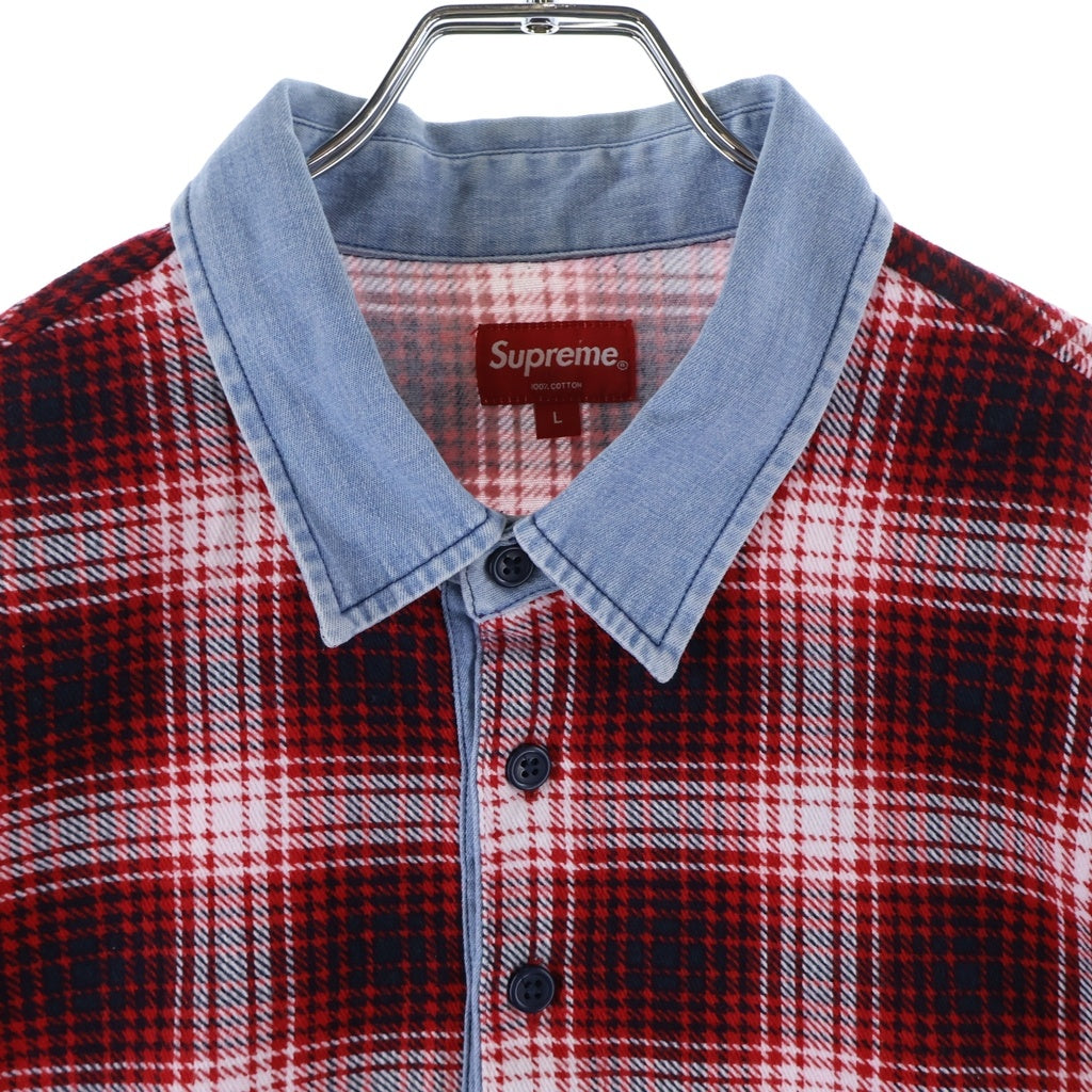 SUPREME(シュプリーム) 14AW Shadow Plaid Rugby Top シャドウ プレイド フランネル ラグビー長袖ポロシャツ レッド