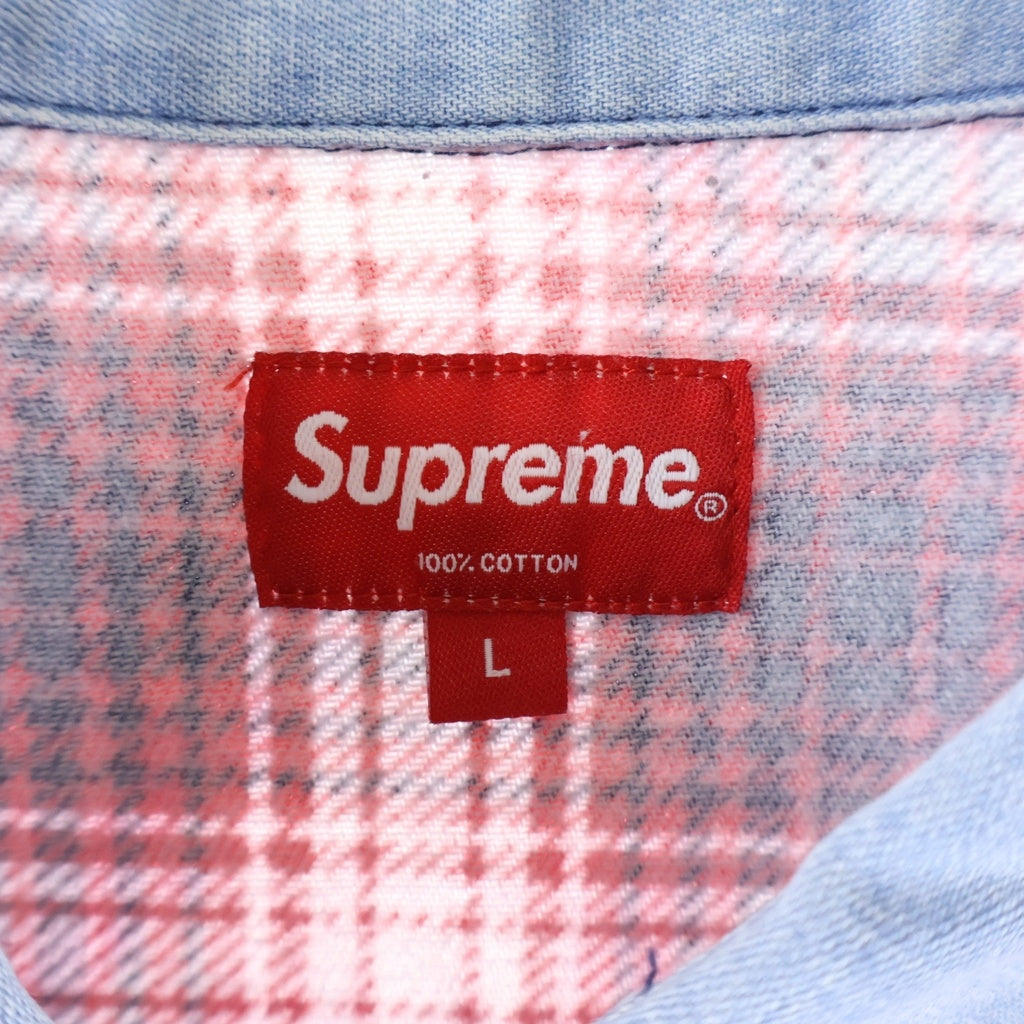 SUPREME(シュプリーム) 14AW Shadow Plaid Rugby Top シャドウ プレイド フランネル ラグビー長袖ポロシャツ レッド