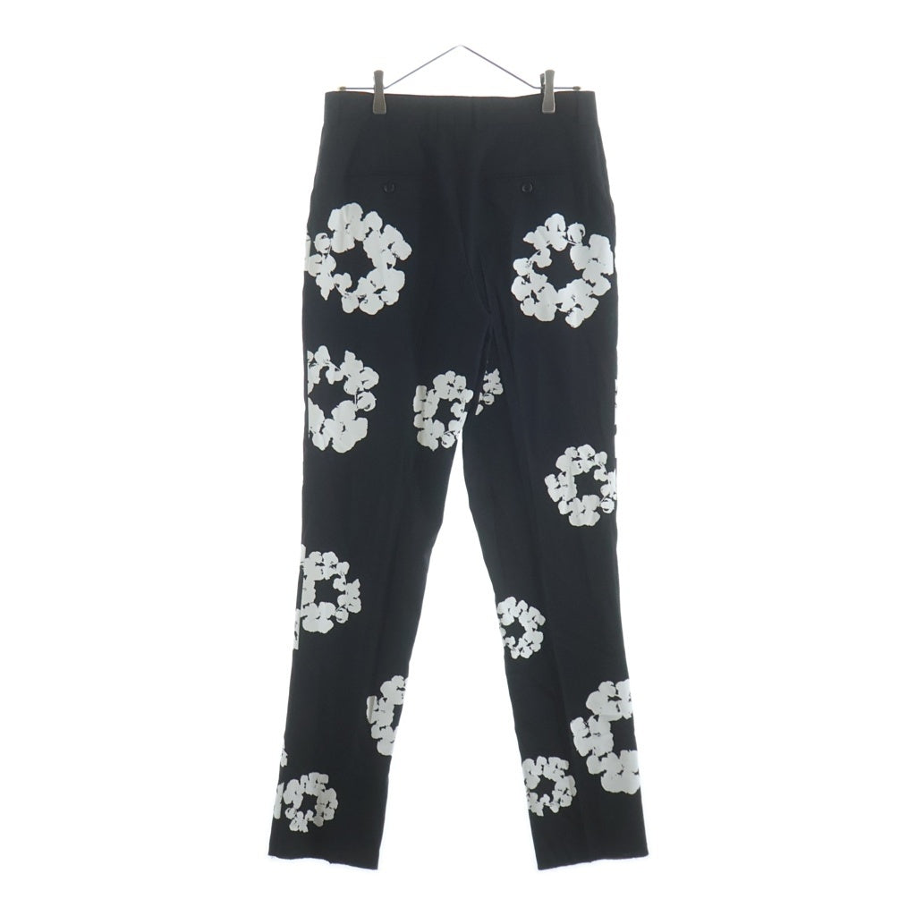 SAINT MICHAEL(セントマイケル) 24AW × DENIM TEARS DT_SLACKS/CT WRTH デニムティアーズ フラワー スラックスパンツ ブラック SM-YS1-0000-C49