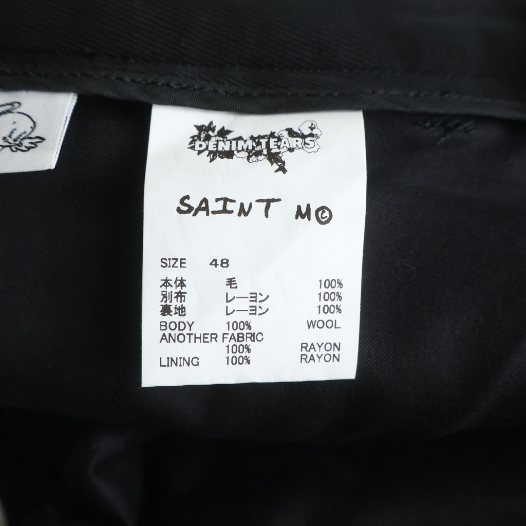 SAINT MICHAEL(セントマイケル) 24AW × DENIM TEARS DT_SLACKS/CT WRTH デニムティアーズ フラワー スラックスパンツ ブラック SM-YS1-0000-C49