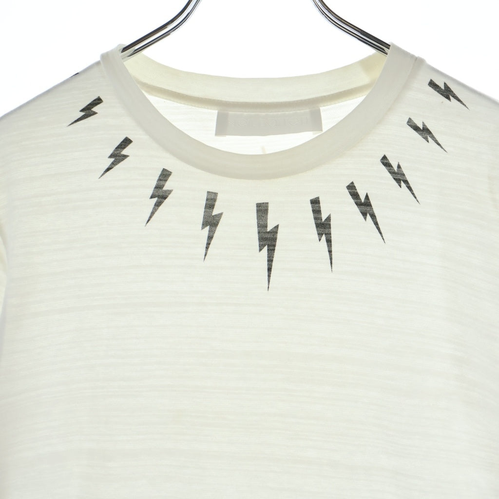 Neil Barrett(ニール バレット) Neck Lightning S/S Tee ネック ライトニング フロントプリント 裾切替 半袖 Tシャツ カットソー ホワイト PBJT123S B514S