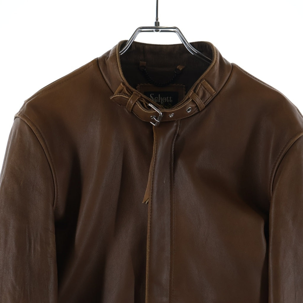 SCHOTT(ショット) クラシックレーサー シングルライダース レザージャケット ブラウン 3161055