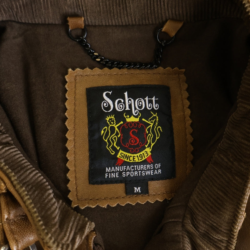 SCHOTT(ショット) クラシックレーサー シングルライダース レザージャケット ブラウン 3161055