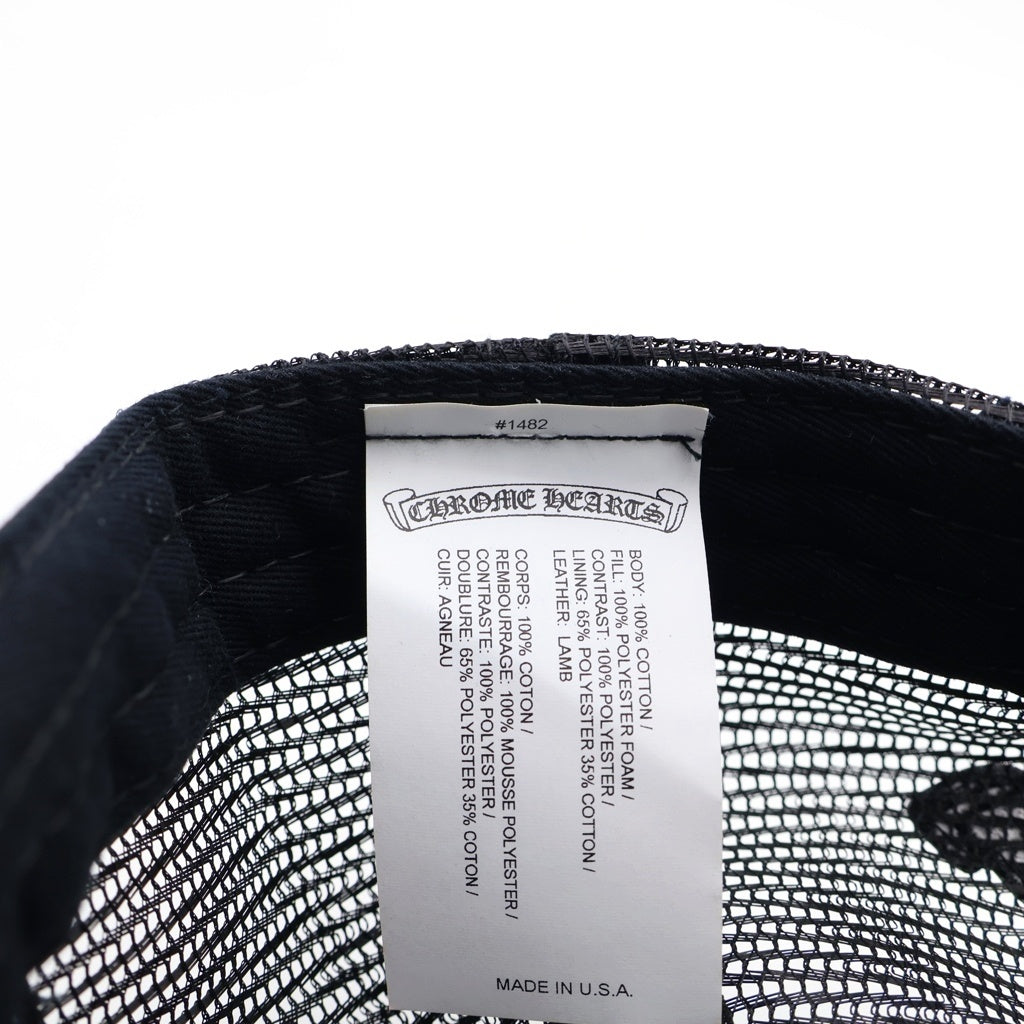 CHROME HEARTS(クロムハーツ) TRUCKER CAP トラッカーキャップ 3セメタリークロス レザーパッチ 帽子 ブラック