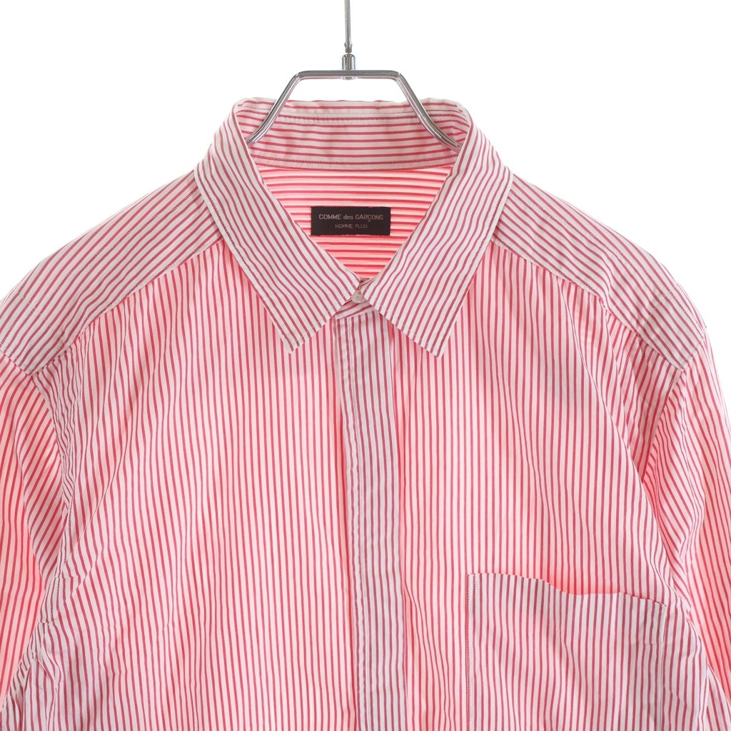 COMME des GARCONS HOMME PLUS(コムデギャルソンオムプリュス) ストライプ ポケット 長袖シャツ レッド PB-040220