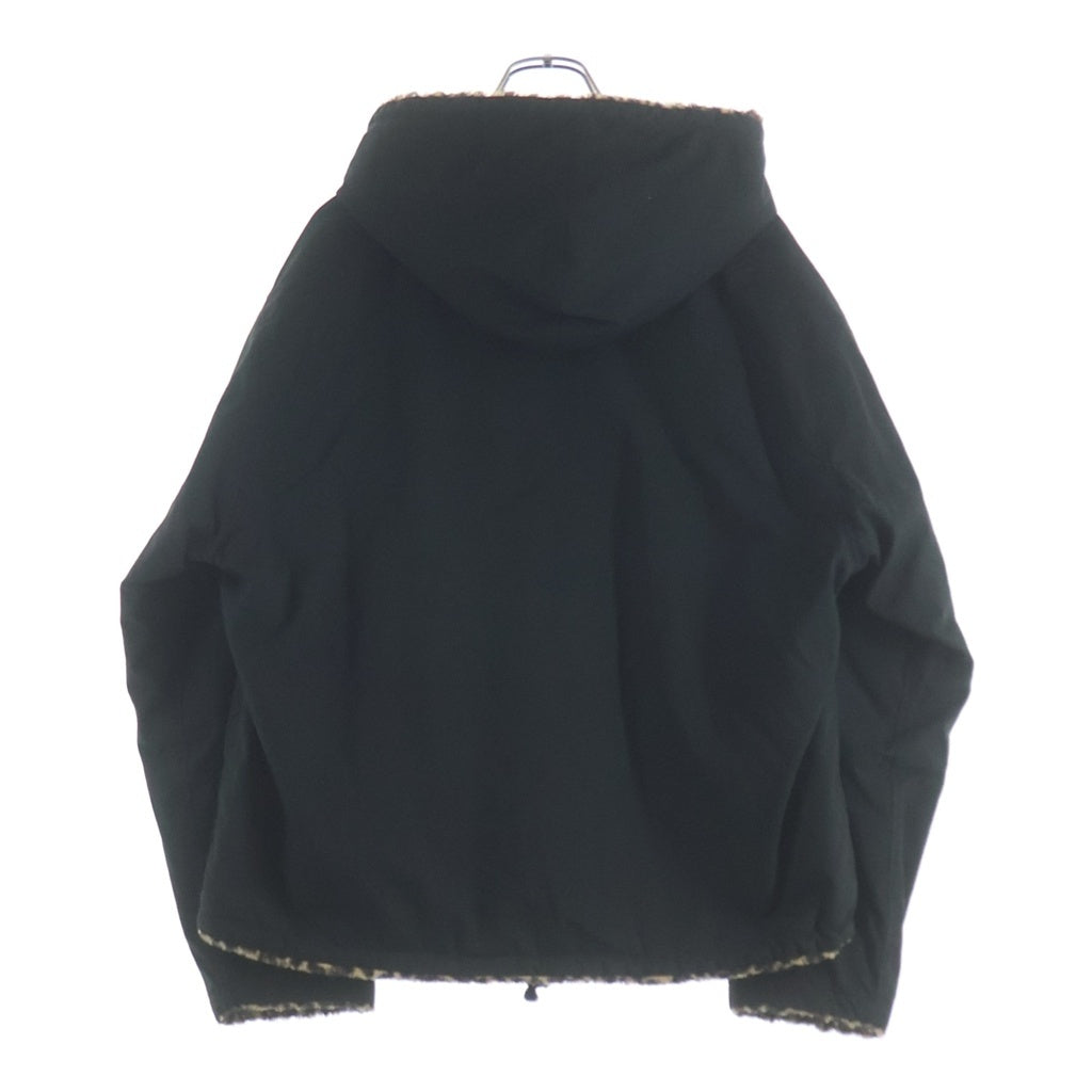 STUSSY(ステューシー) REVERSIBLE HOODED JACKET リバーシブル レオパード ジップアップ ジャケット フーディ ブルゾン ブラック/ベージュ 115919