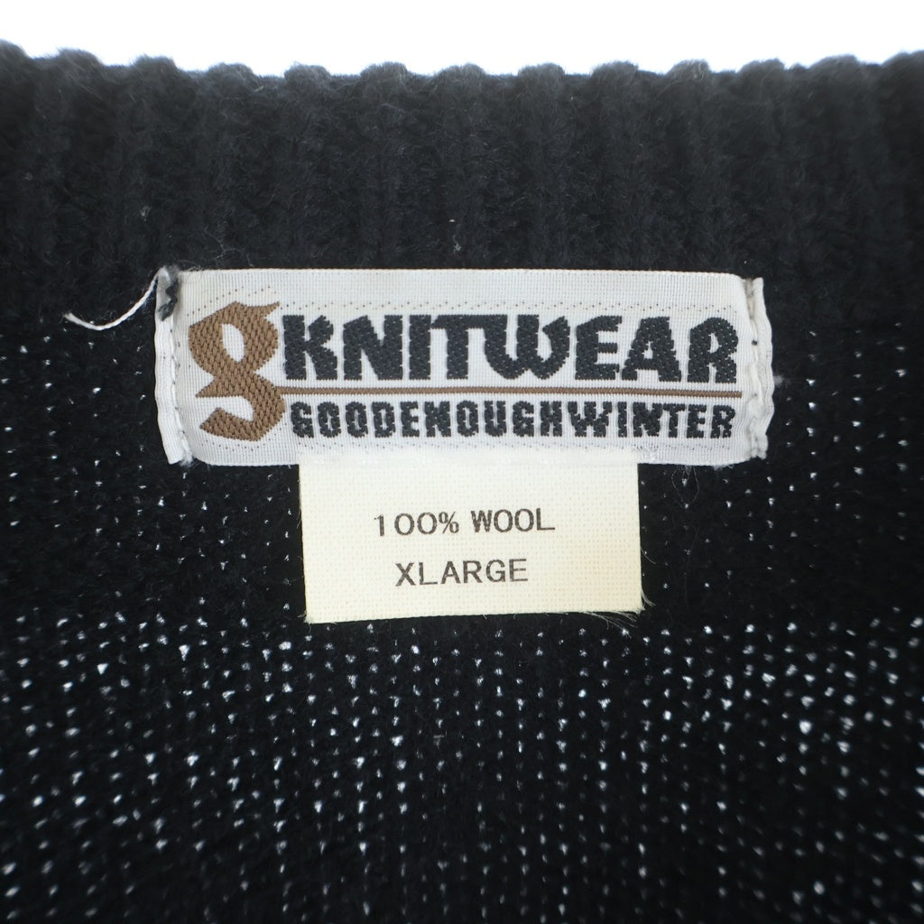 GOODENOUGH(グッドイナフ) 90s 初期 KNITWEARタグ クルーネック シャドーボーダー ウールニットセーター ブラック