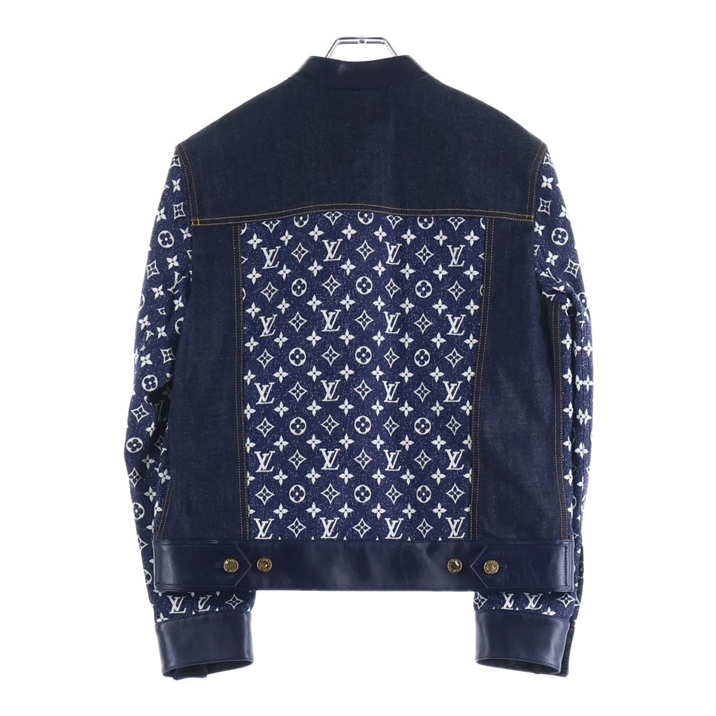 LOUIS VUITTON(ルイヴィトン) 24SS モノグラム総柄 レザー切替 デニムトラッカージャケット ネイビー レディース RW241WW LO3 FQJA14