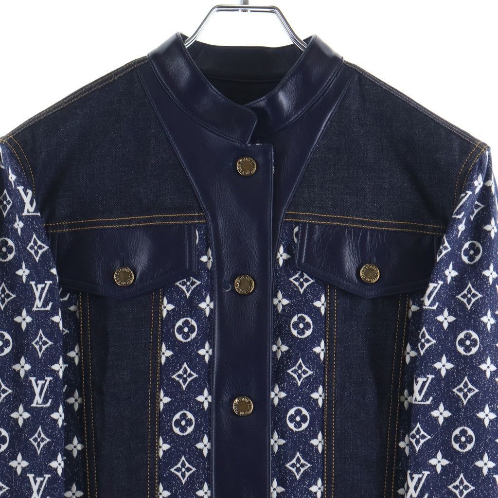 LOUIS VUITTON(ルイヴィトン) 24SS モノグラム総柄 レザー切替 デニムトラッカージャケット ネイビー レディース RW241WW LO3 FQJA14
