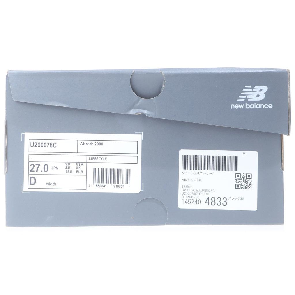New Balance(ニューバランス) Abzorb 2000 アブゾーブ メッシュ ローカット スニーカー ブラック US9/27.0cm U200078C