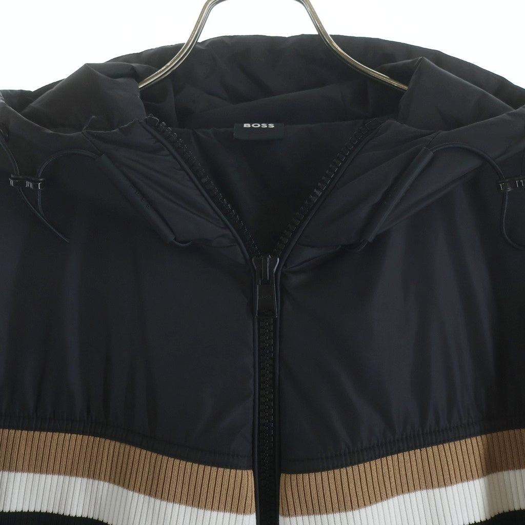 HUGO BOSS(ヒューゴボス) Hooded Strip Jacket フーデッド ストライプ切り替え ジップアップジャケット ブラック