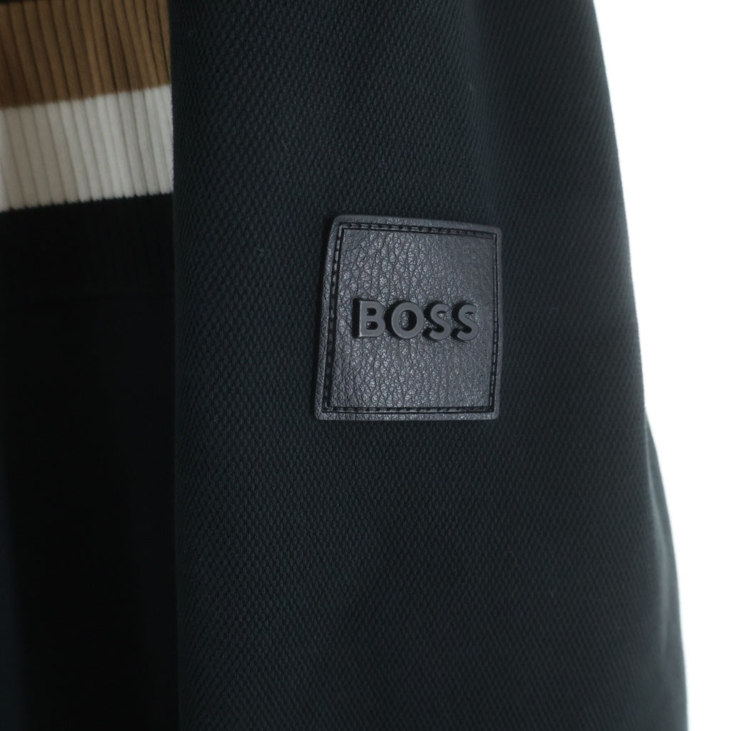 HUGO BOSS(ヒューゴボス) Hooded Strip Jacket フーデッド ストライプ切り替え ジップアップジャケット ブラック