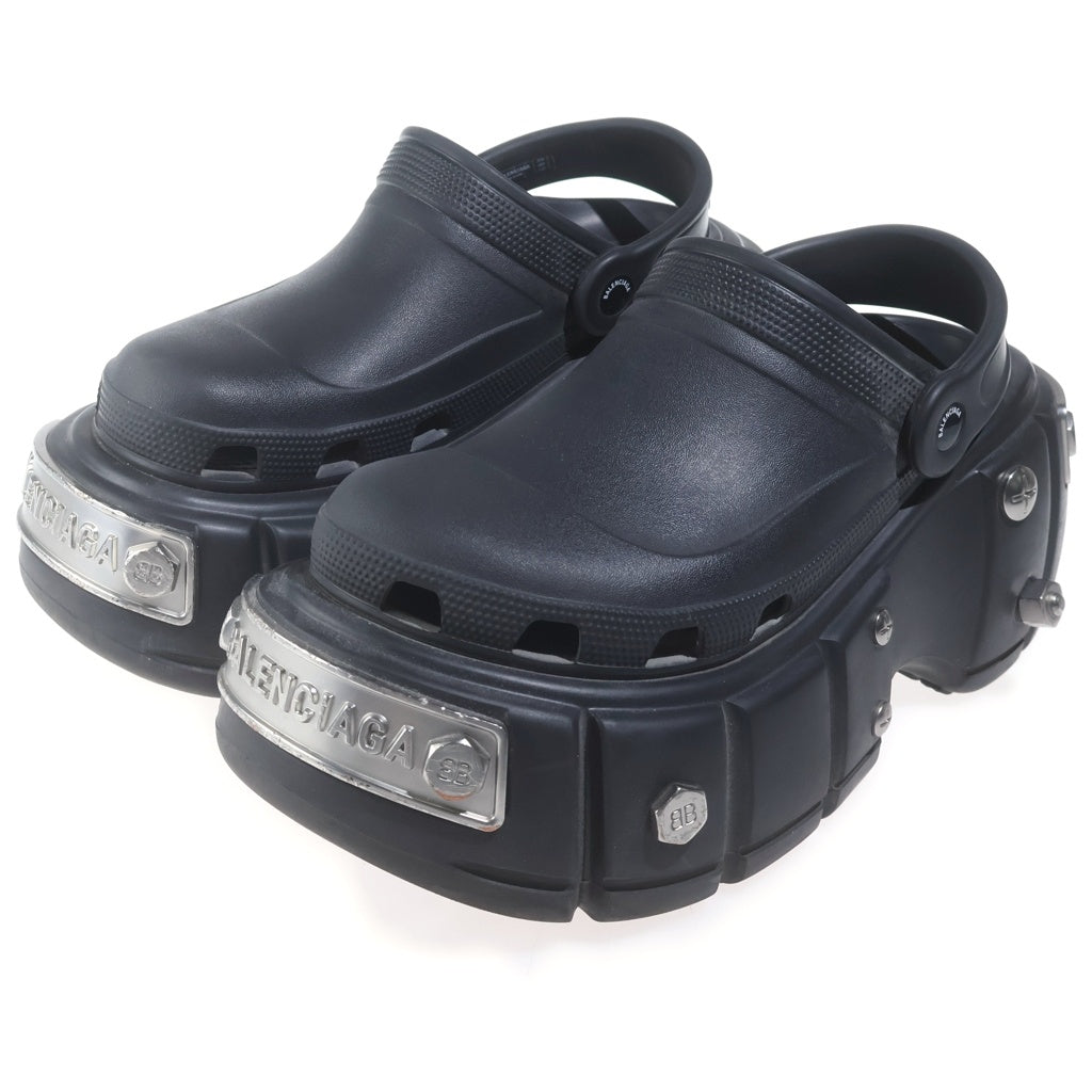 BALENCIAGA(バレンシアガ) 22SS ×crocs HARD CROCS クロックス プラットフォームスタッズ ハードクロックス ミュールサンダル ブラック