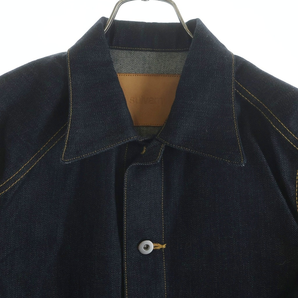 sulvam(サルバム) フロントロゴ刺繍 デニム トラッカージャケット インディゴ SM-J09-090