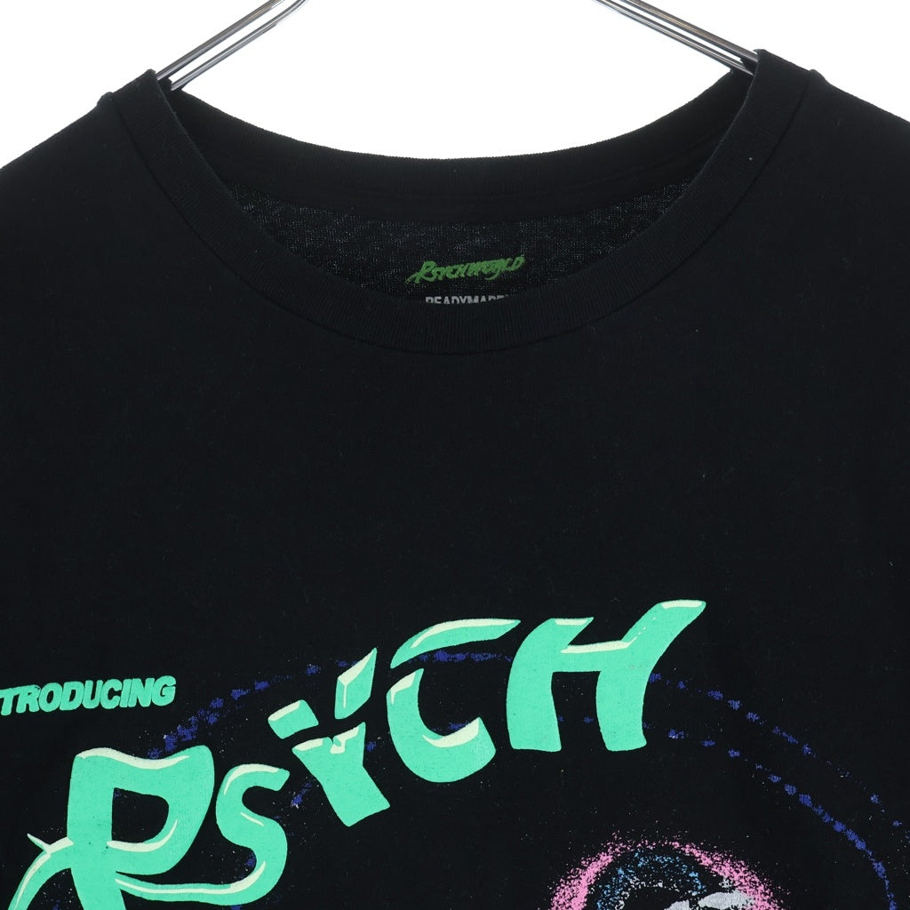 READY MADE(レディメイド) ×PSYCHWORLD サイコワールド フロントプリント 半袖Tシャツ カットソー ブラック