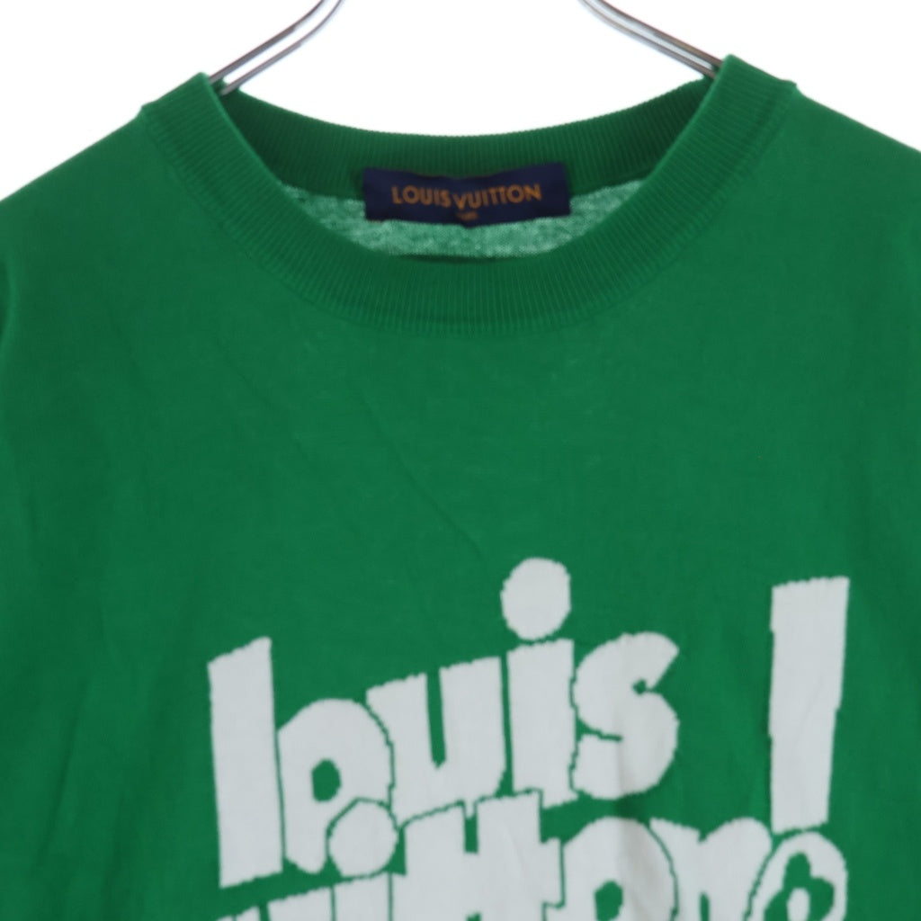 LOUIS VUITTON(ルイヴィトン) 21AW Everyday LV Crewneck フロントロゴ刺繍 クルーネック ニット 半袖Tシャツ カットソー グリーン 1A971G