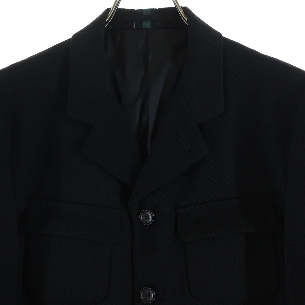 COMME des GARCONS HOMME PLUS(コムデギャルソンオムプリュス) 00AW ドッキングロック期 チェック切替 再構築 4B ウール テーラード ジャケット ブラック PJ-04042