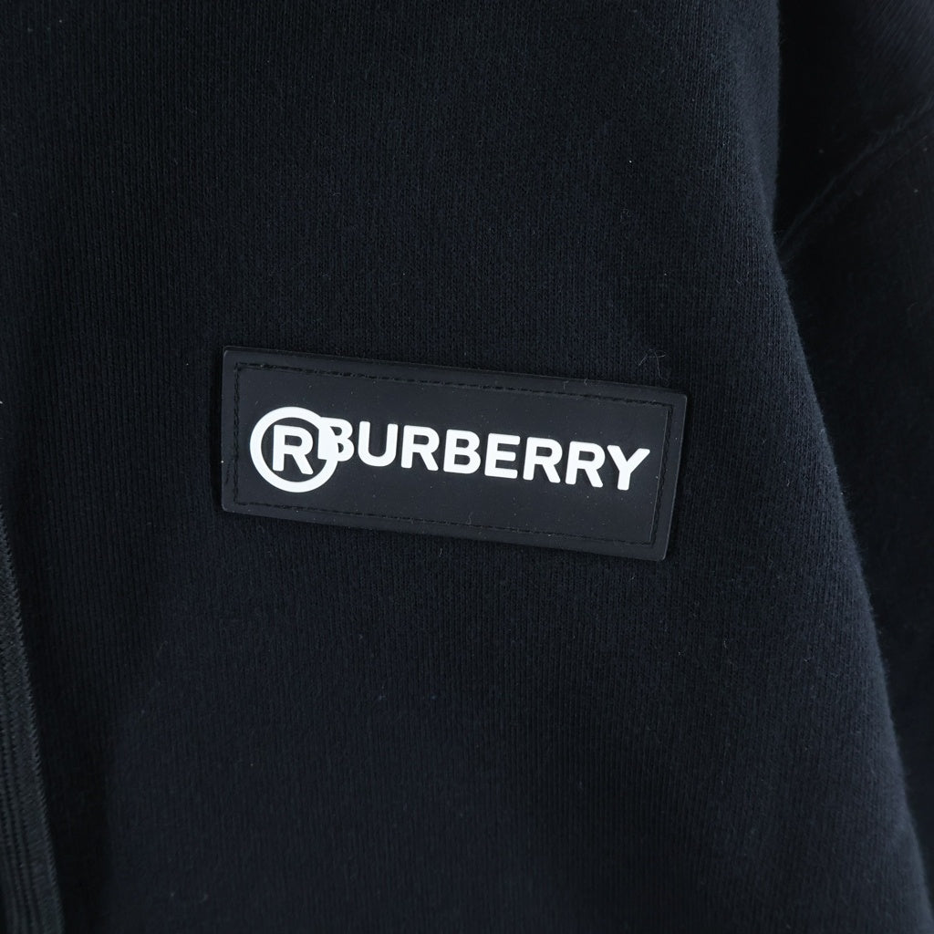 BURBERRY LONDON(バーバリーロンドン) 袖 ノバチェック 切り替え ロゴワッチ ジップアップ スウェット パーカー ブラック